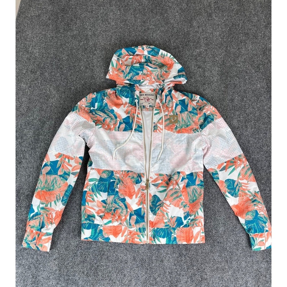 True Religion Womens Perf Tropical Multicolor Nylon Jacket Size SP